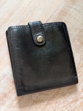 HOBO Black Leather Snap Wallet